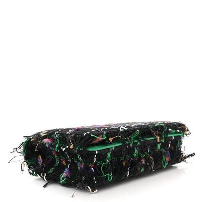 Chanel Tweed Fringe Wallet On Chain WOC Black Green 4 of 10
