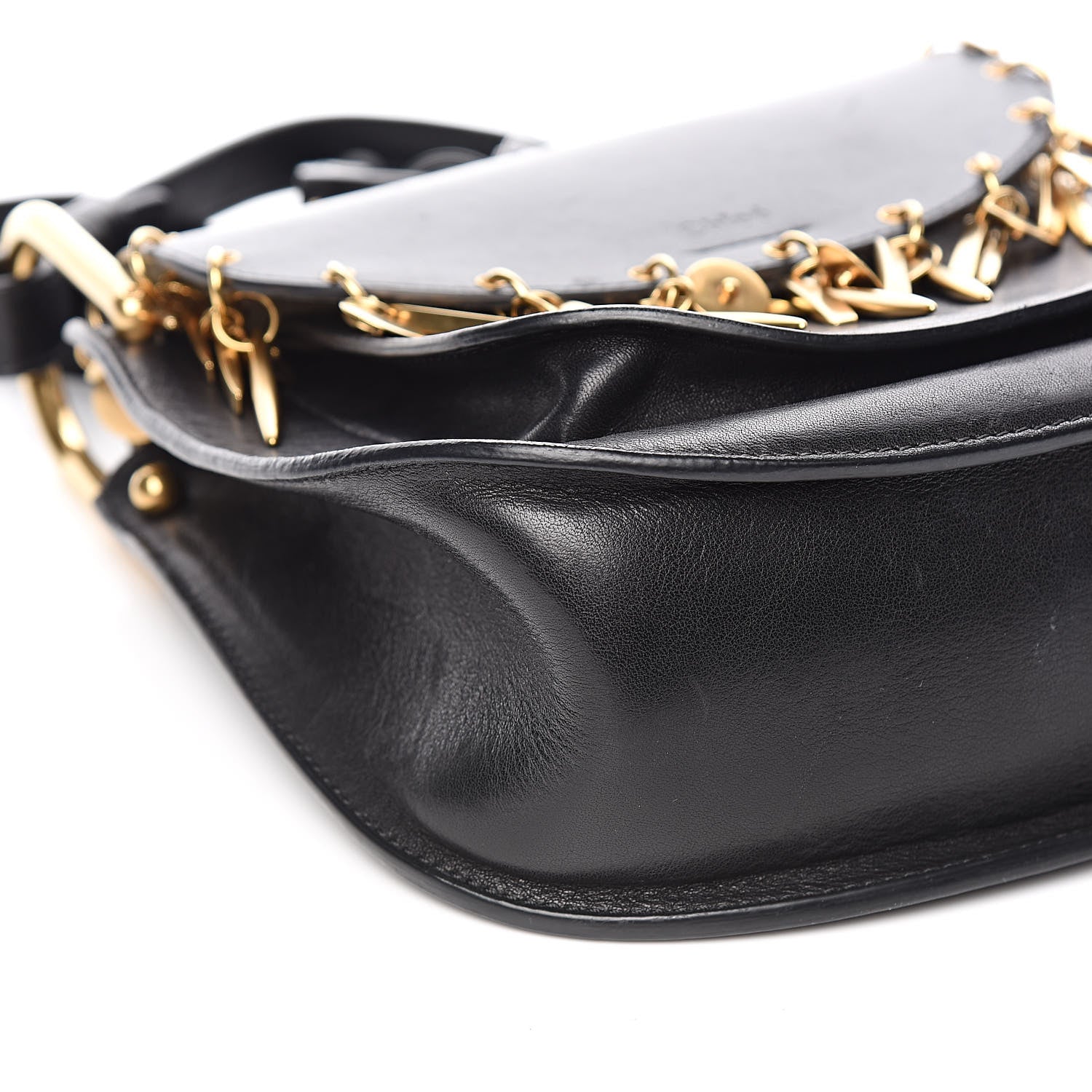 Chloe Calfskin Small Charm Hudson Shoulder Bag Black 9 of 13