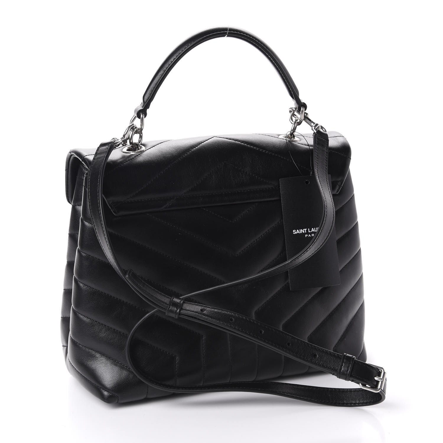 Saint Laurent Calfskin Y Quilted Monogram Medium Loulou Satchel Black 2 of 10
