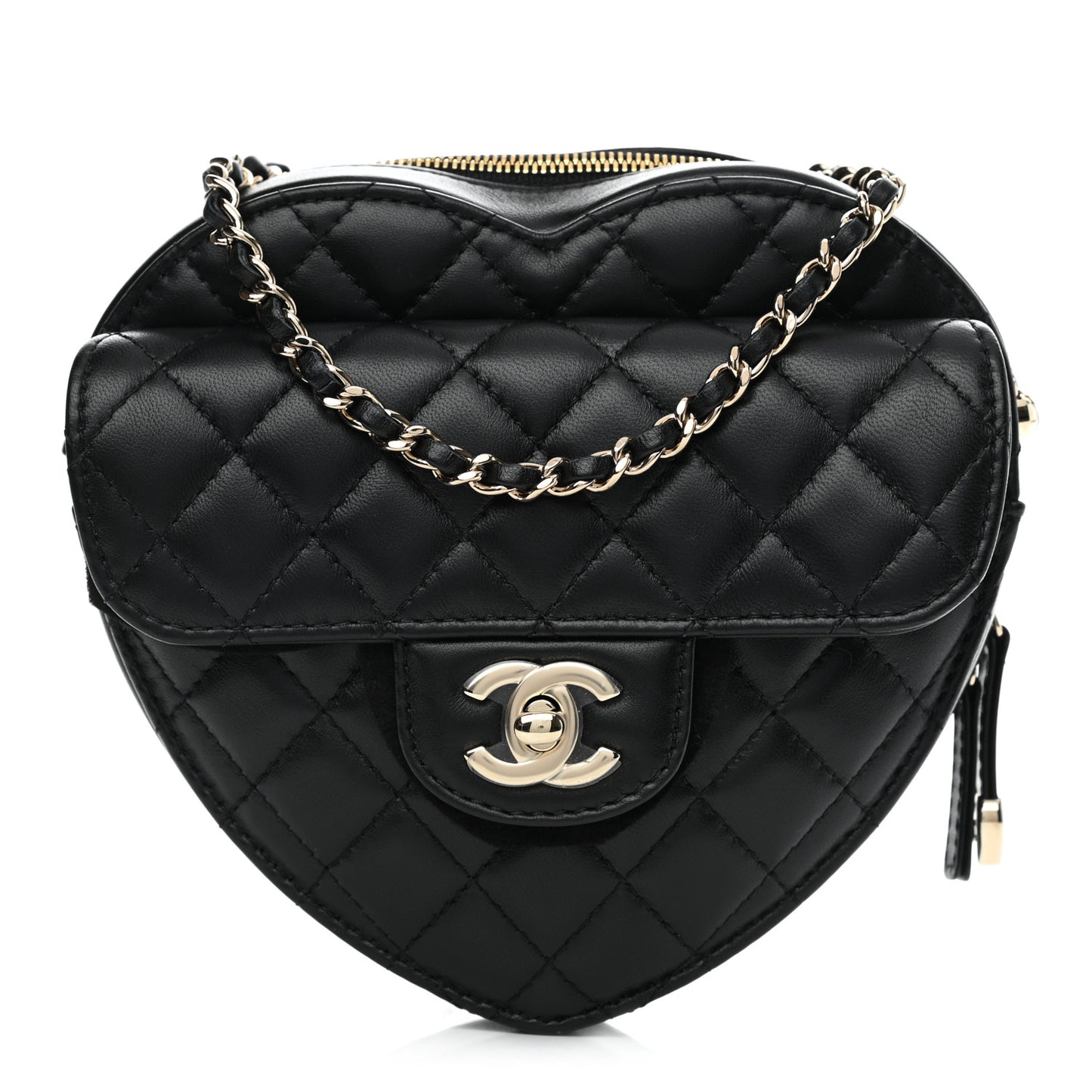 Lambskin Quilted CC In Love Heart Bag Black