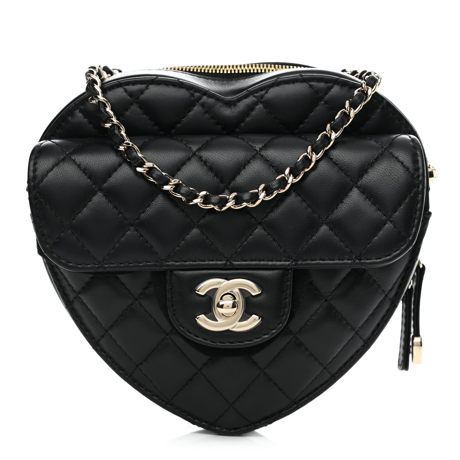 Chanel Lambskin Quilted CC In Love Heart Bag Black 1 of 11