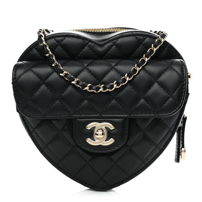 Chanel Lambskin Quilted CC In Love Heart Bag Black 1 of 11