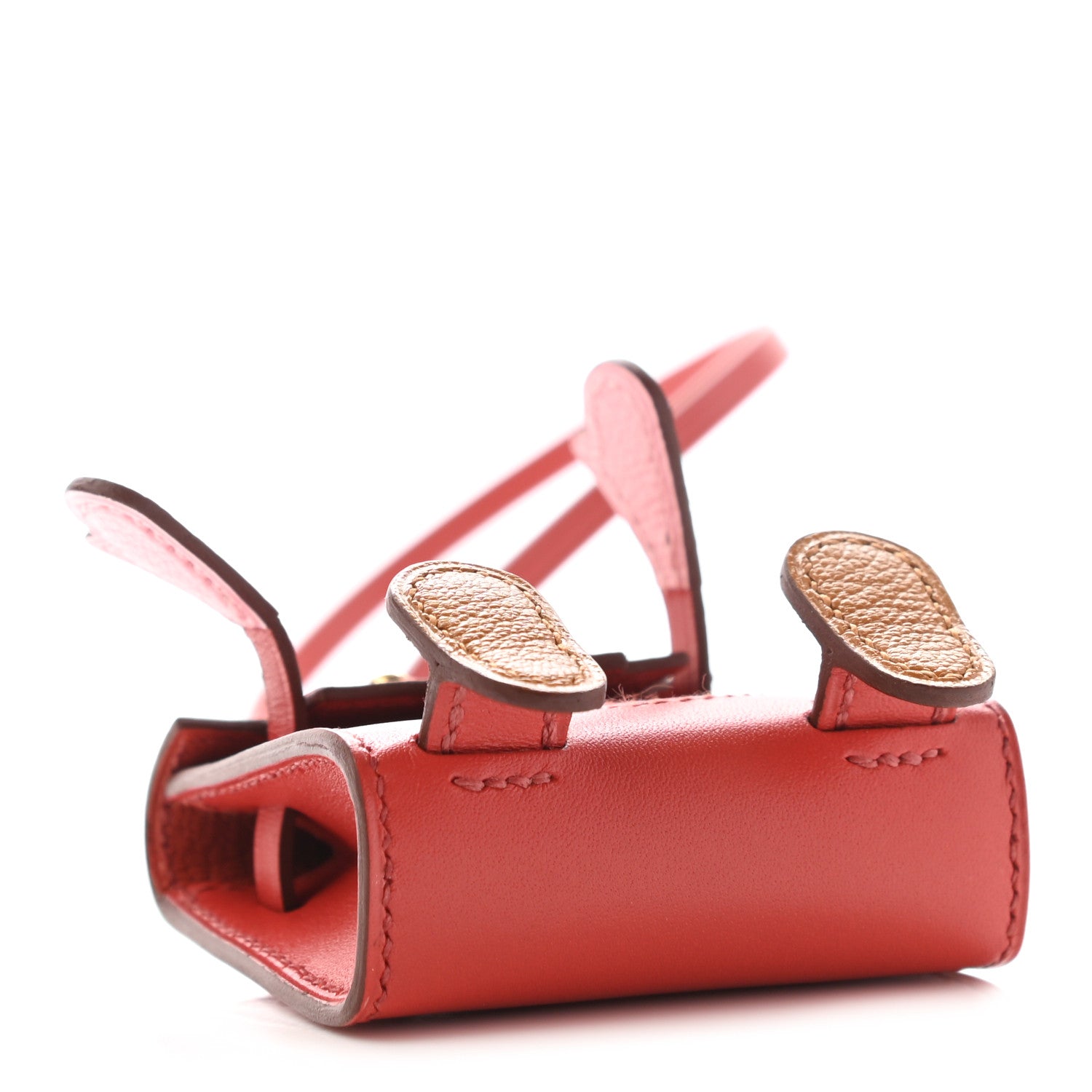 Hermes Tadelakt Chevre Mysore Kelly Quelle Idole Bag Charm Rose Sakura Sanguine Nata Sesame 3 of 6