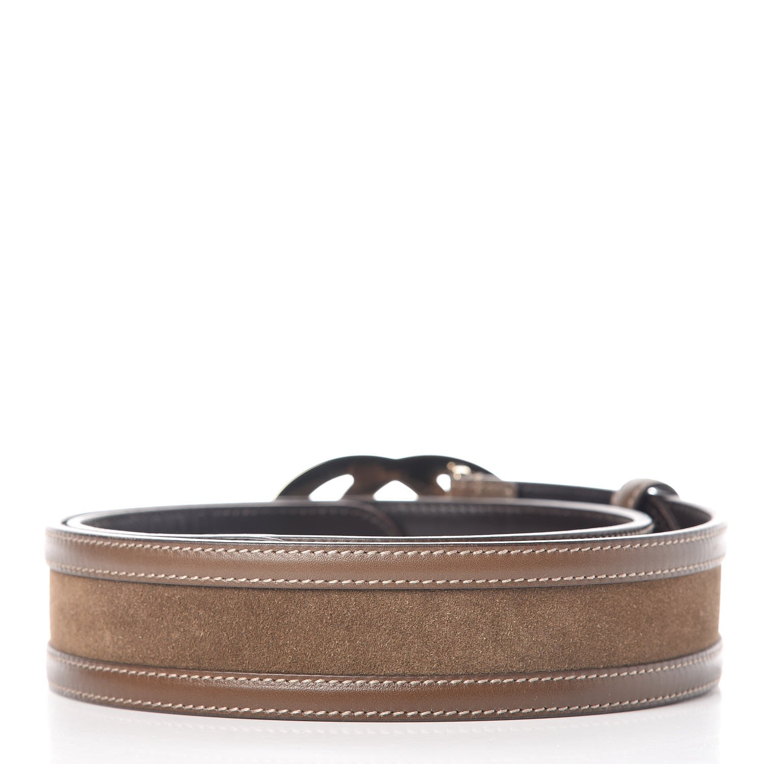 Gucci Calfskin Suede Interlocking G Belt 85 34 Brown 3 of 10