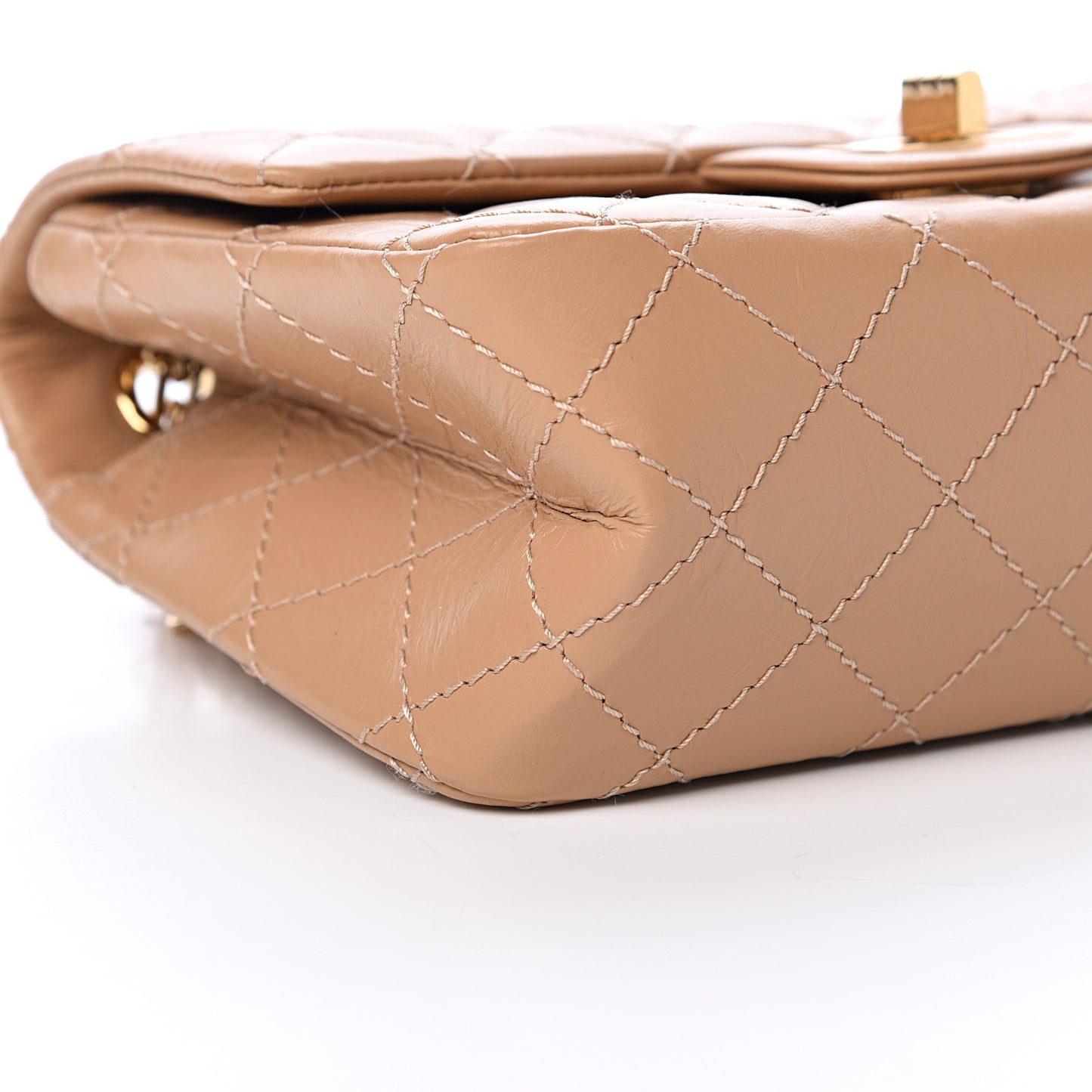 Aged Calfskin Quilted 2.55 Reissue Mini Flap Beige