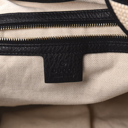 Gucci Canvas Calfskin Studded Large Soft Stirrup Shoulder Bag White Black 6 of 10