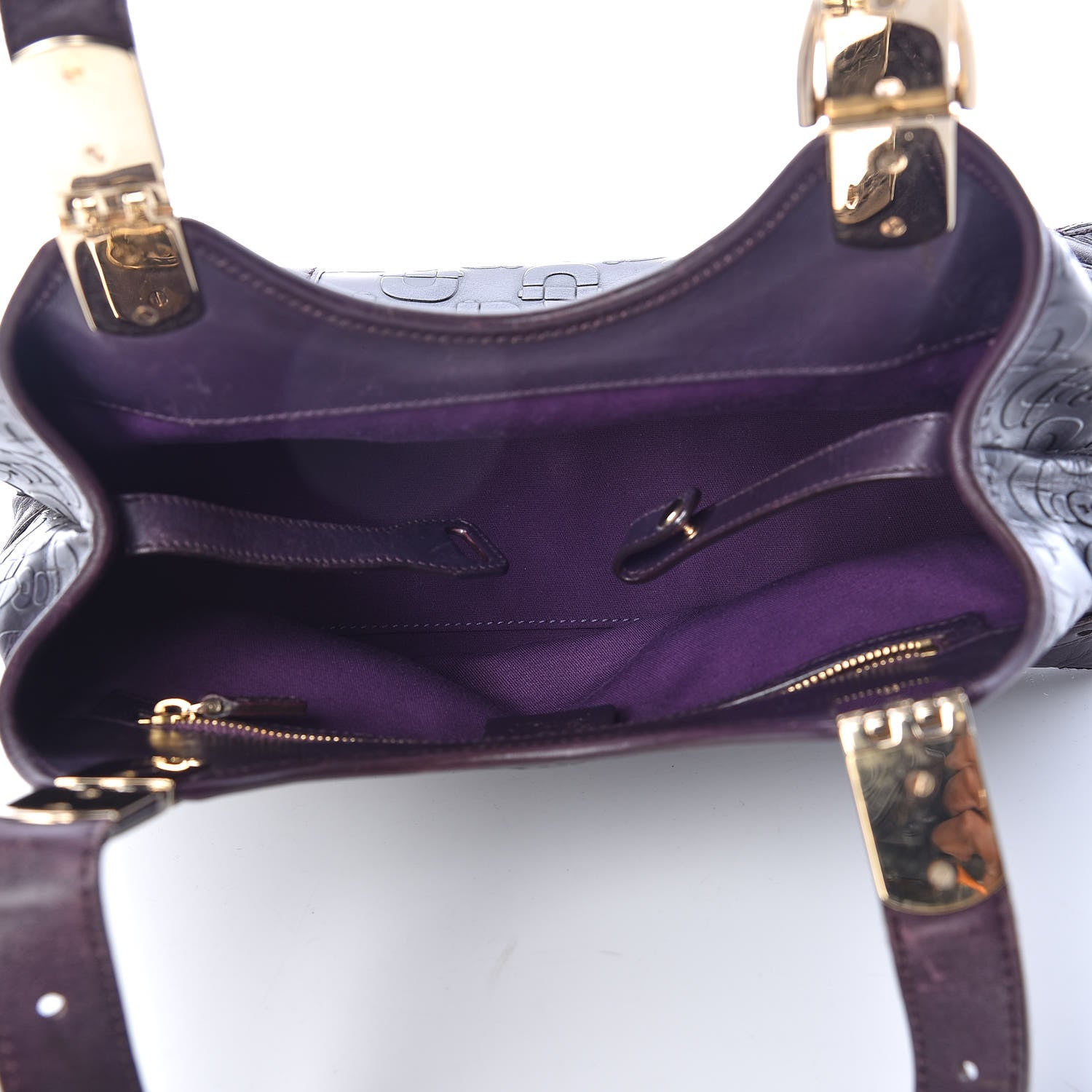 Gucci Calfskin Horsebit Embossed Shoulder Bag Purple 7 of 23