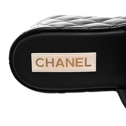 Chanel Lambskin Quilted CC Mules Wedge Sandals 39 Black 6 of 9