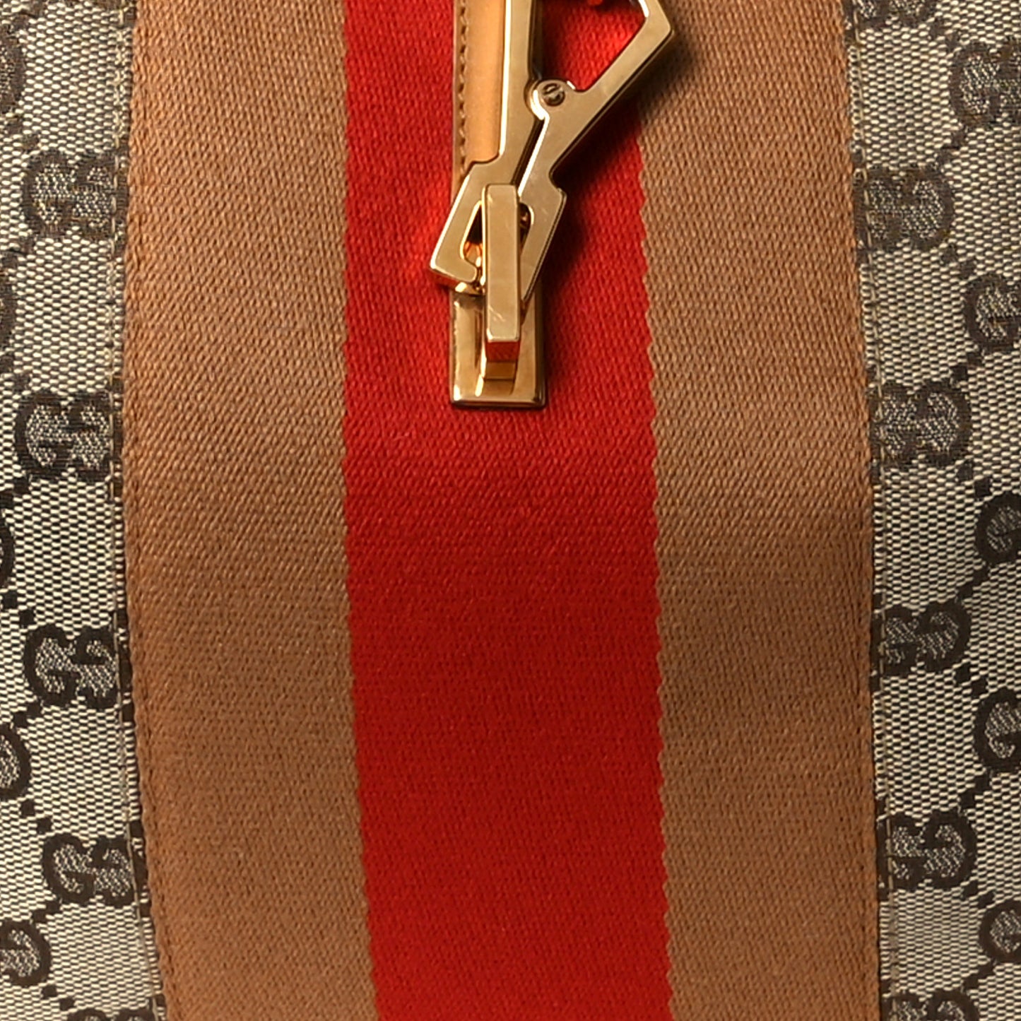 Monogram Lobster Clasp Jackie O Hobo Red Beige