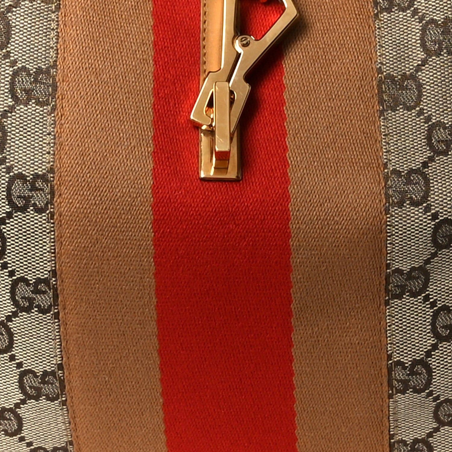Gucci Monogram Lobster Clasp Jackie O Hobo Red Beige 8 of 10