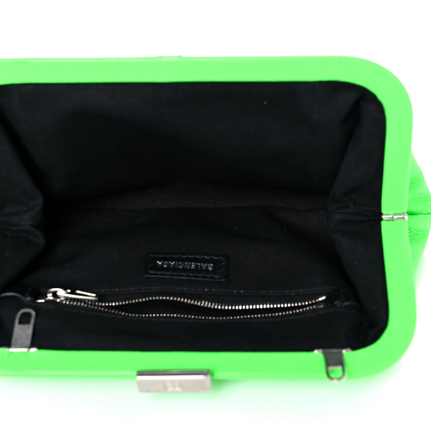 Balenciaga Grained Calfskin Logo Cloud Clutch XS Fluo Green 5 of 12
