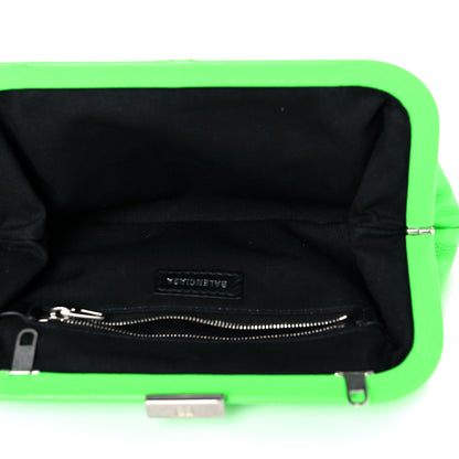 Balenciaga Grained Calfskin Logo Cloud Clutch XS Fluo Green 5 of 12