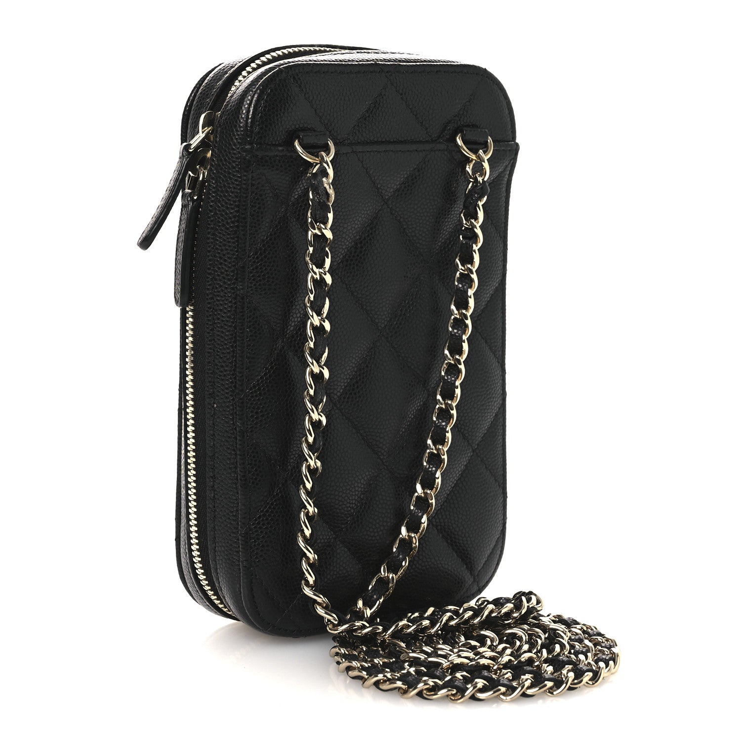 Chanel Caviar Quilted Phone Holder Wallet On Chain WOC Black 3 of 11