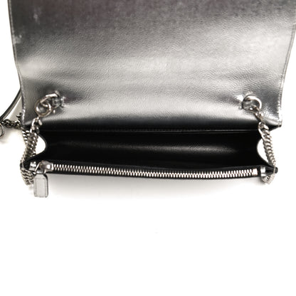 Saint Laurent Metallic Grain De Poudre Kate Monogram Tassel Chain Wallet Silver 5 of 10