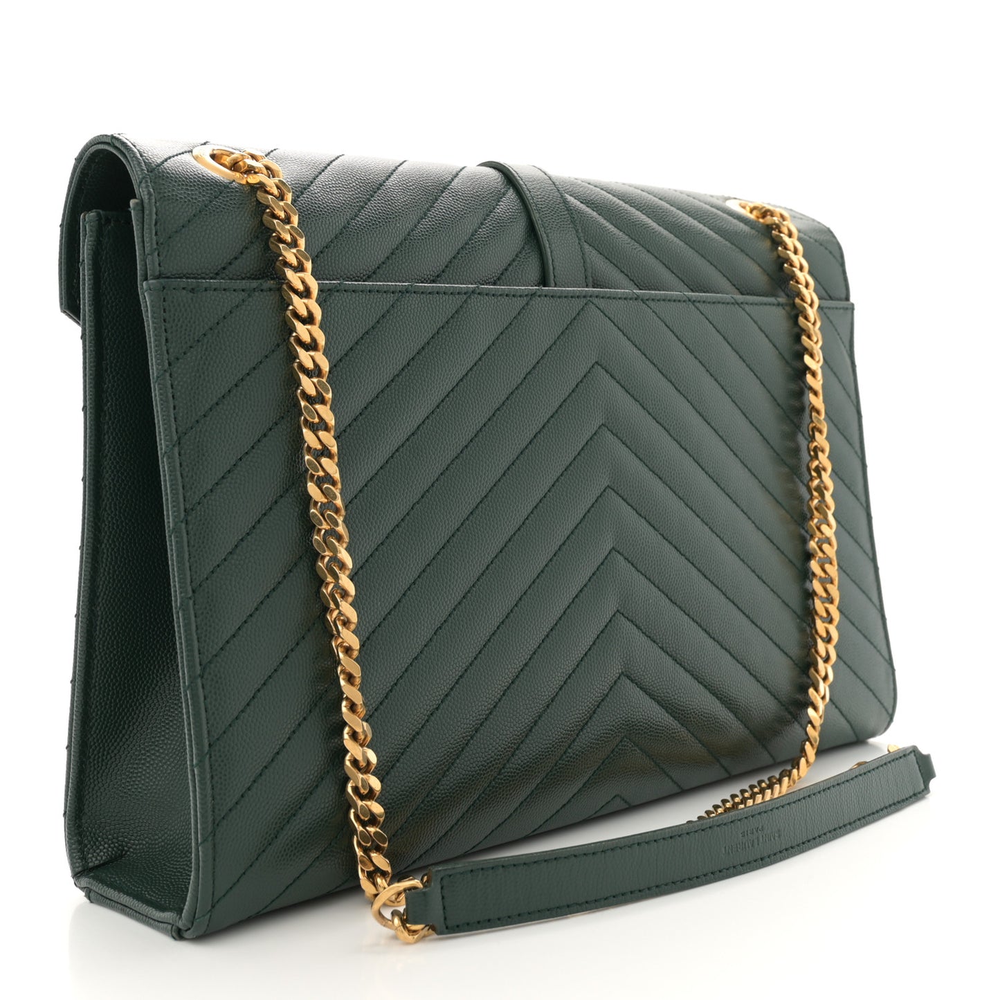 Grain De Poudre Matelasse Chevron Large Monogram Satchel Dark Green