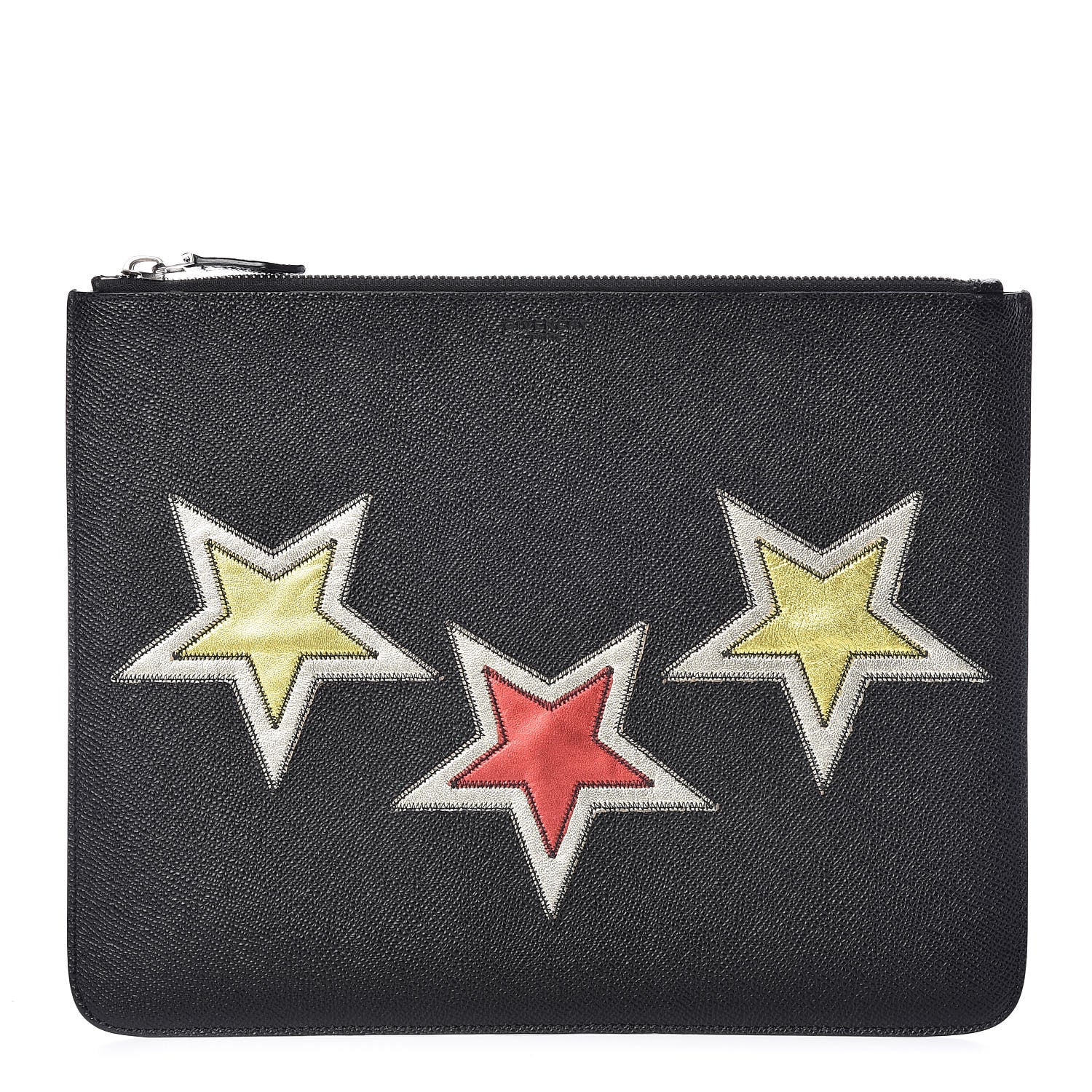 Givenchy Pebbled Calfskin Star Patches Pouch Black 1 of 7