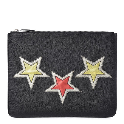 Givenchy Pebbled Calfskin Star Patches Pouch Black 1 of 7