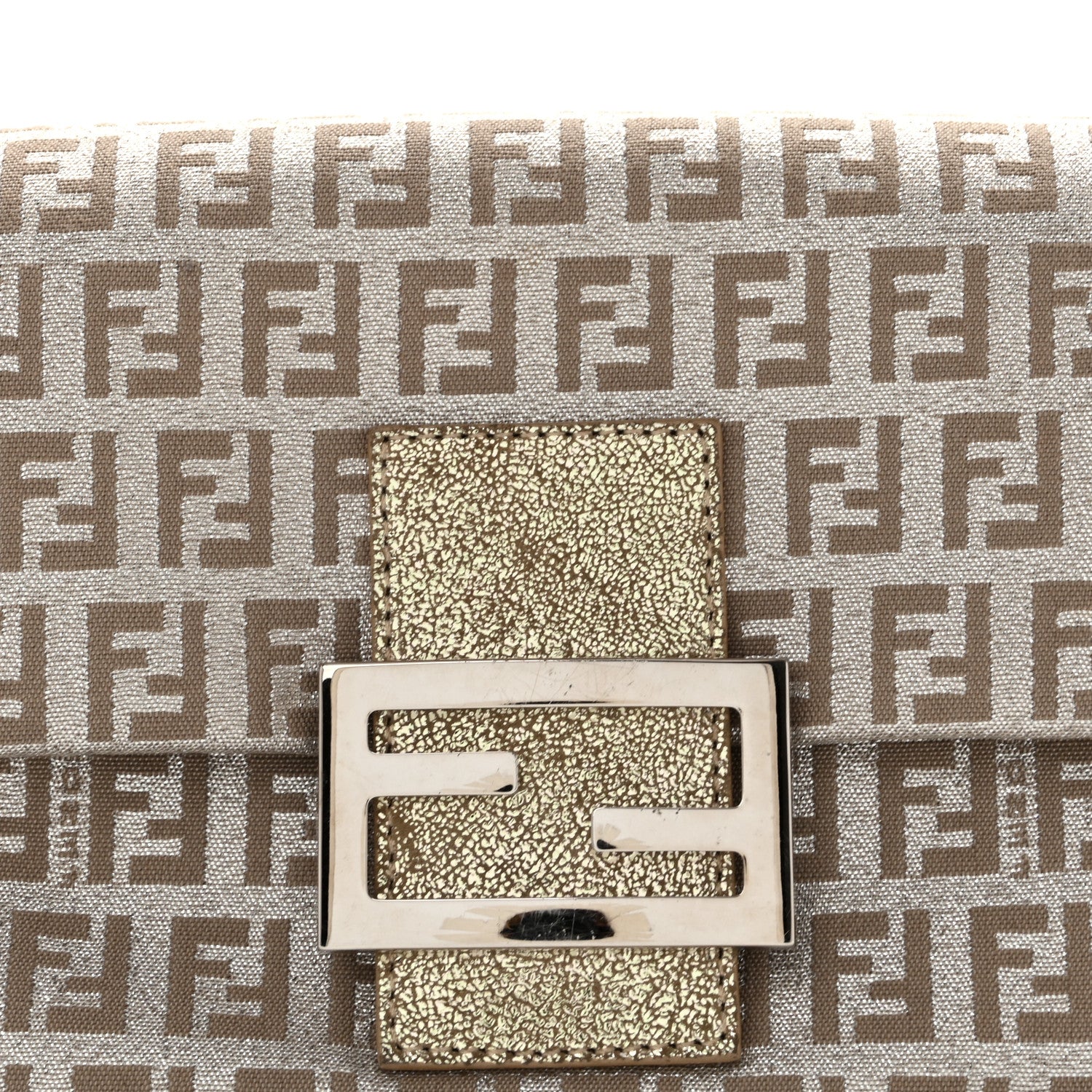 Fendi Metallic Jacquard Zucchino Suede Mini Mama Baguette Cipria Argento Grigio 7 of 13