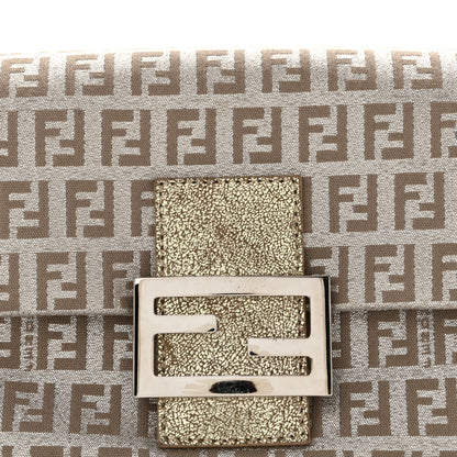 Fendi Metallic Jacquard Zucchino Suede Mini Mama Baguette Cipria Argento Grigio 7 of 13