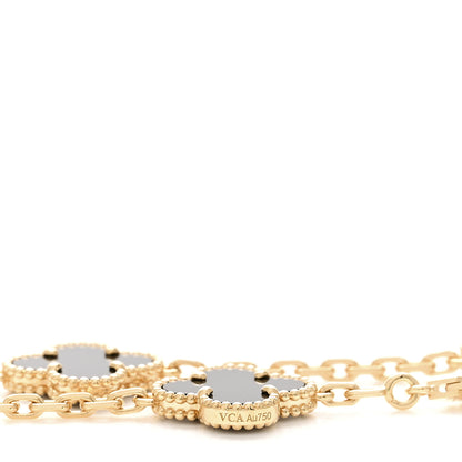 Van Cleef & Arpels 18K Yellow Gold Black Onyx 10 Motifs Vintage Alhambra Necklace 6 of 6