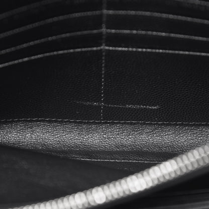 Saint Laurent Grain De Poudre Matelasse Chevron Monogram Chain Wallet Black 10 of 11