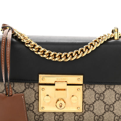 Gucci GG Supreme Monogram Calfskin Small Padlock Shoulder Bag Beige Black Cuir 8 of 15