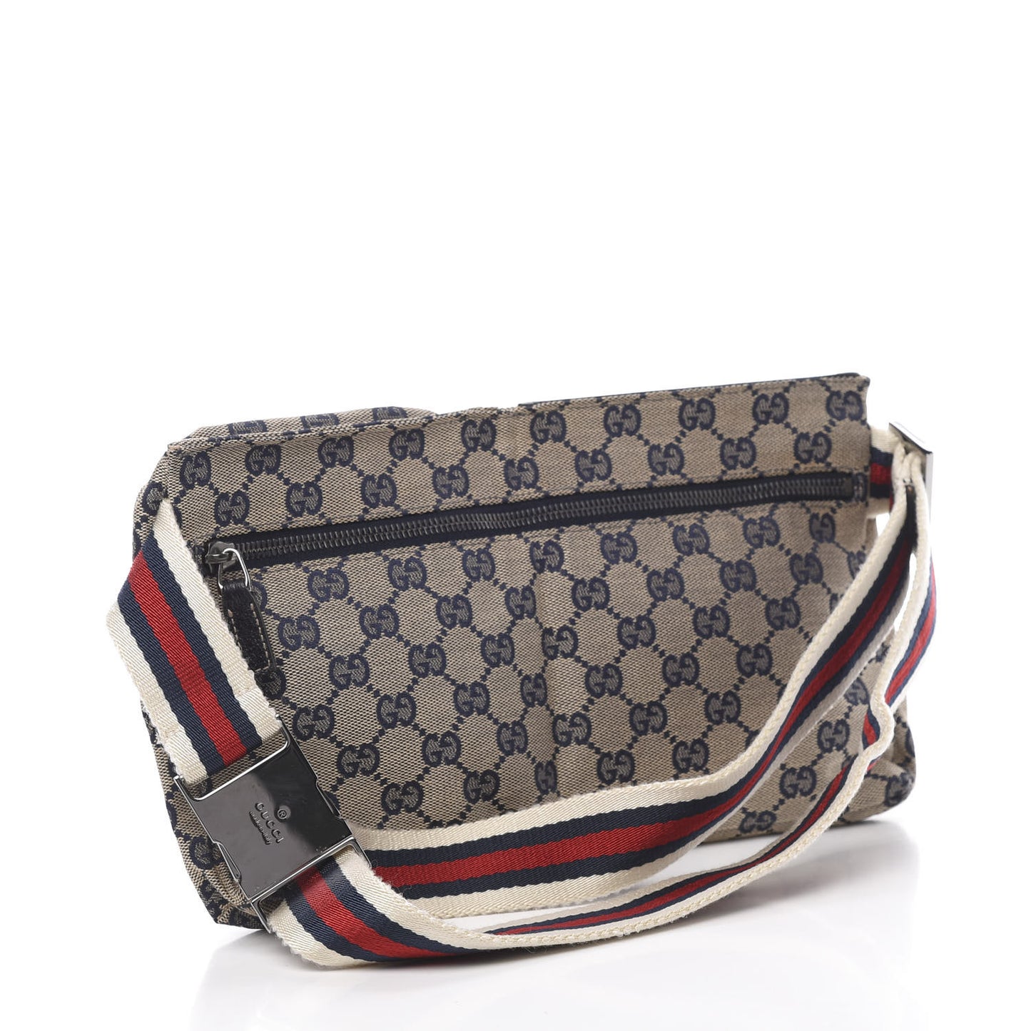 GG Monogram Web Double Pocket Belt Bag Navy