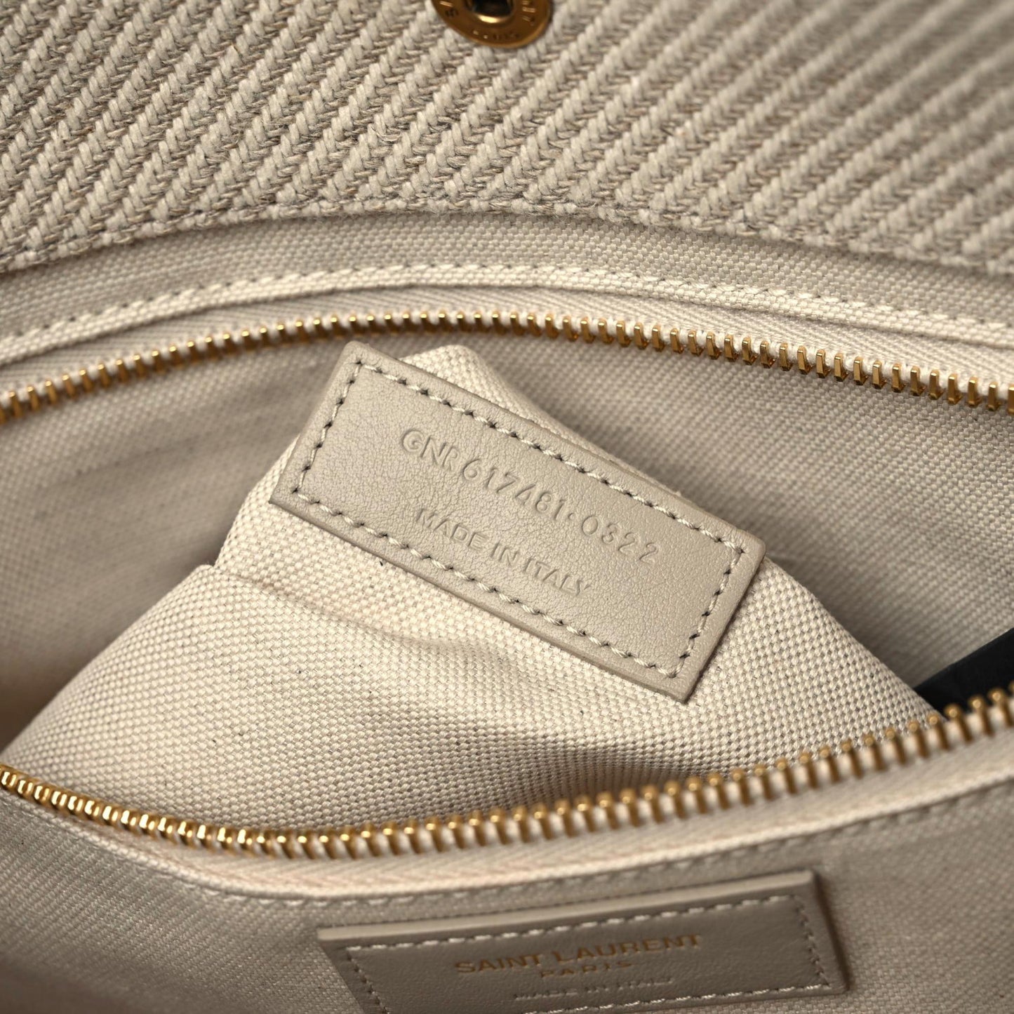 Linen Calfskin Small Rive Gauche Tote Beige Sea Salt