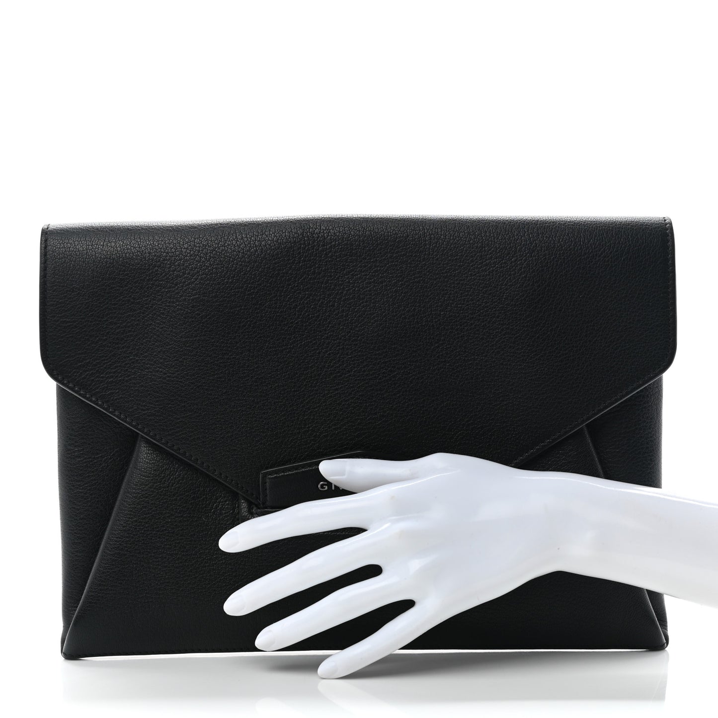 Sugar Goatskin Medium Antigona Envelope Clutch Black