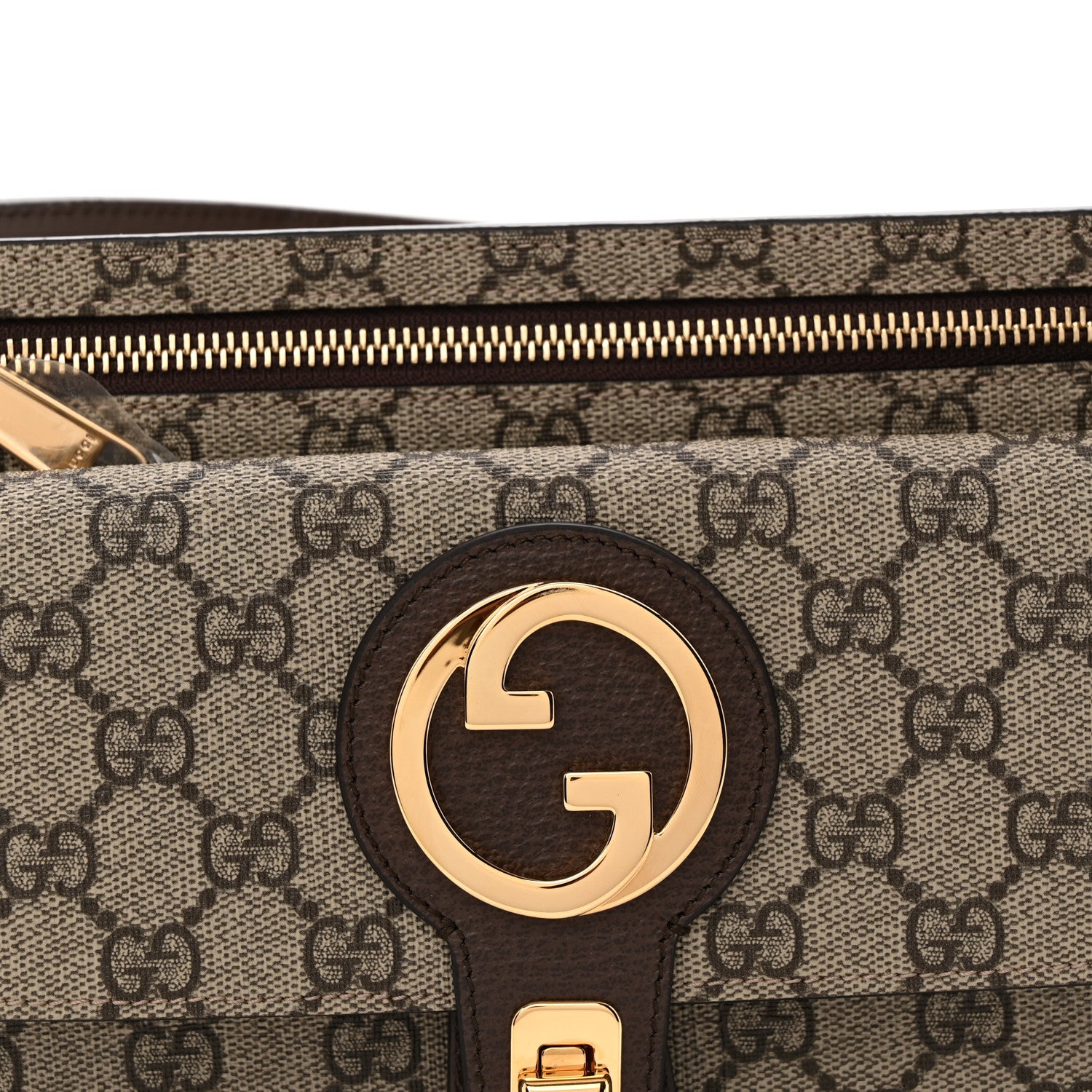Gucci GG Supreme Monogram Textured Dollar Calfskin Blondie Belt Bag Beige Ebony New Acero 8 of 10