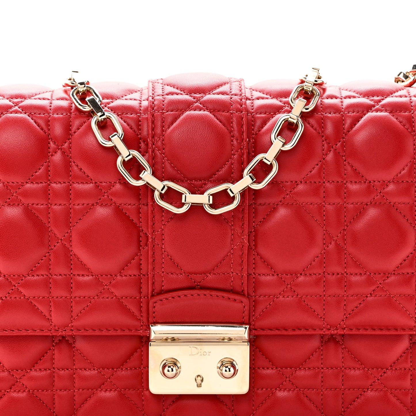Lambskin Cannage Medium Miss Dior Flap Red