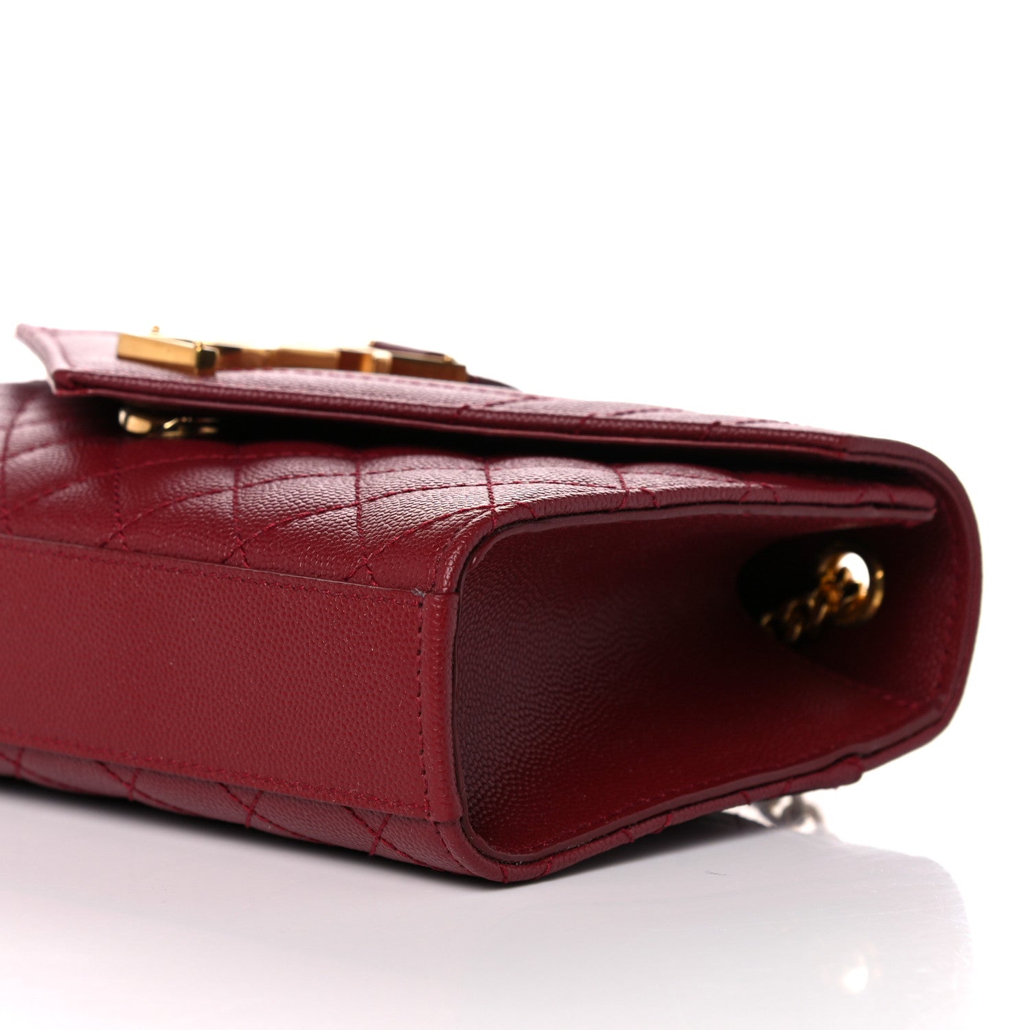 Saint Laurent Grain De Poudre Textured Mixed Matelasse Triquilt Small Monogram Satchel Red 9 of 9