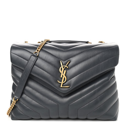 Saint Laurent Calfskin Y Quilted Monogram Medium Loulou Chain Satchel Dark Smog 1 of 9
