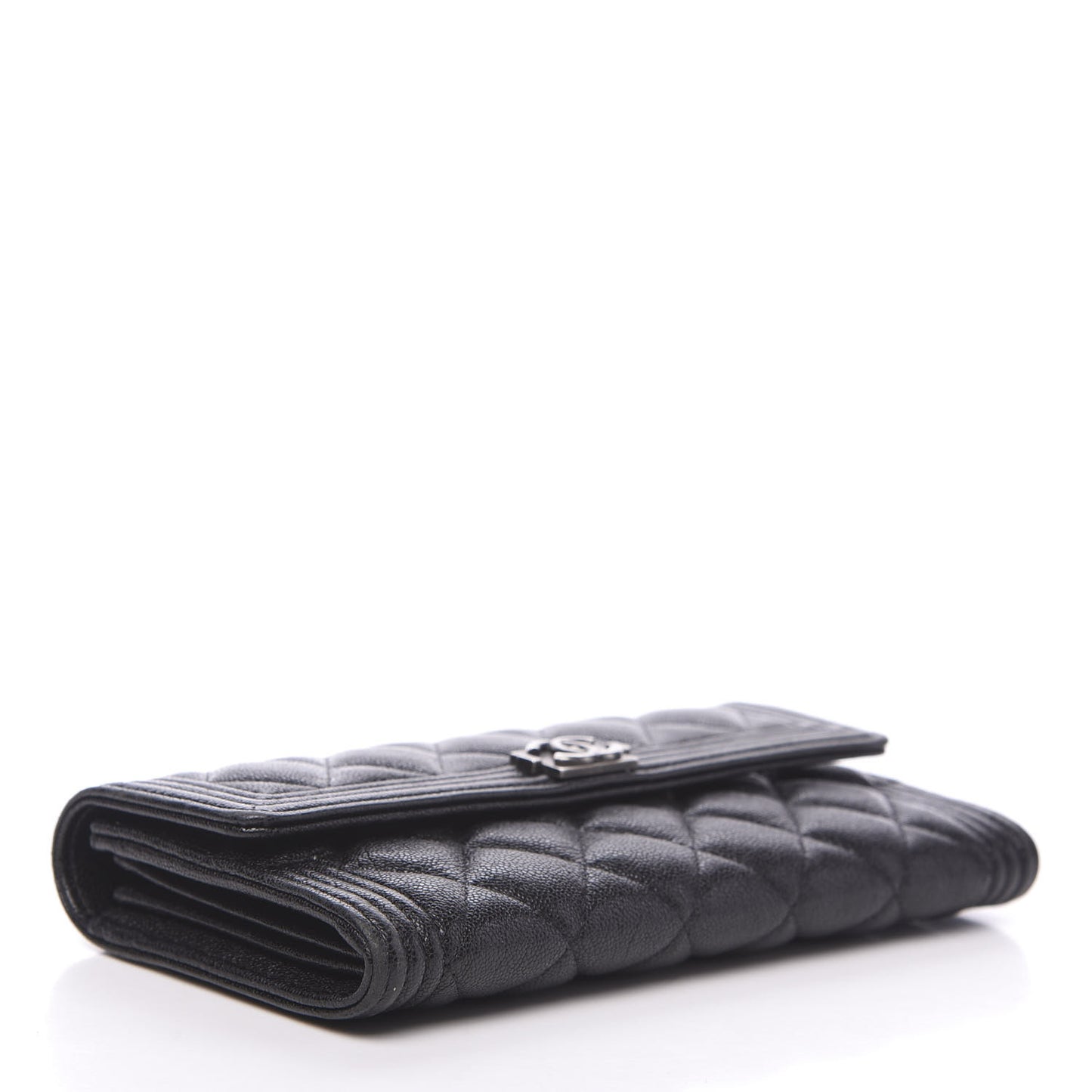 Caviar Quilted Boy Flap Wallet Black