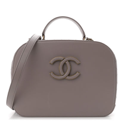 Chanel Shiny Calfskin Goatskin Quilted Coco Curve Vanity Grey 1 of 11