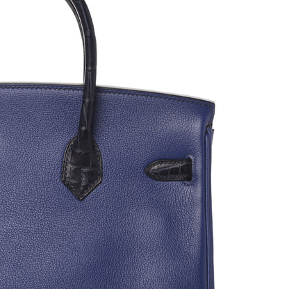 Hermes Taurillon Novillo Matte Alligator Birkin Touch 25 Bleu Saphir Marine 29 of 31