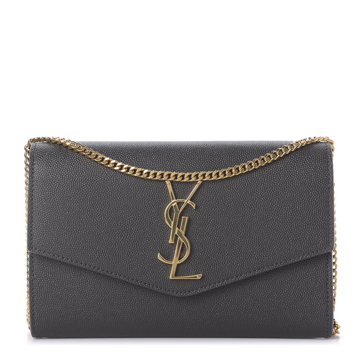 Saint Laurent Grain De Poudre Uptown Chain Wallet Pebble 3 of 11