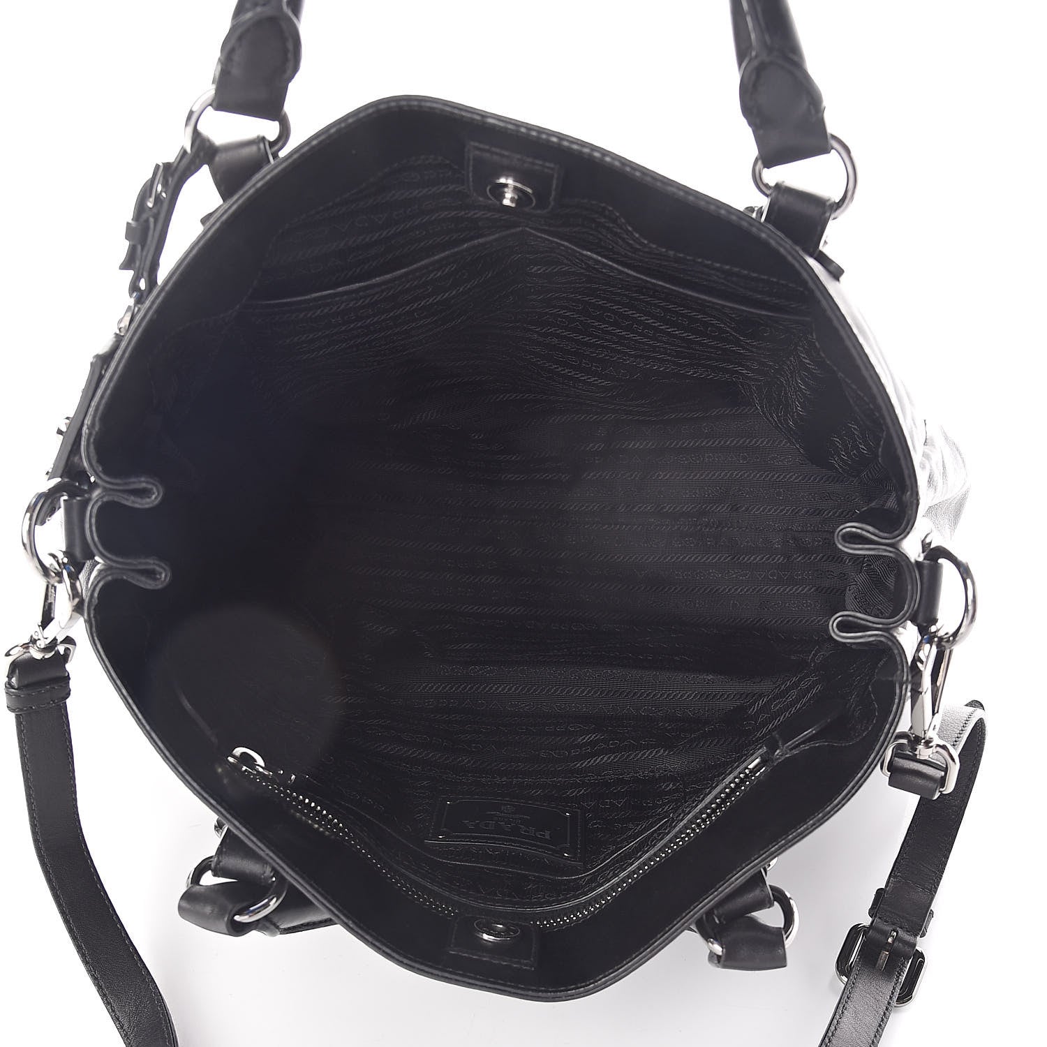 Prada Soft Calfskin Shoulder Bag Black 5 of 9