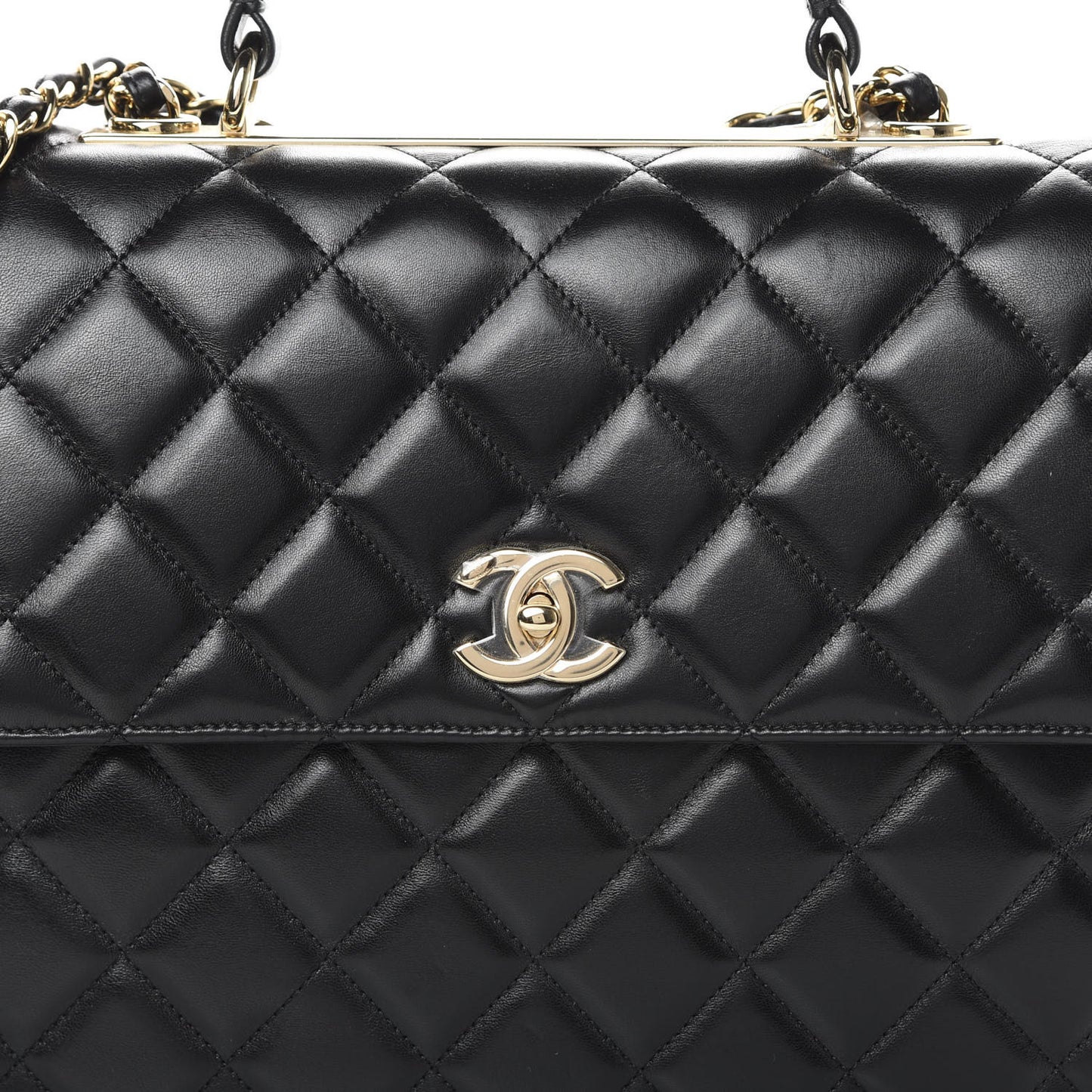Lambskin Quilted Large Trendy CC Dual Handle Flap Bag Black