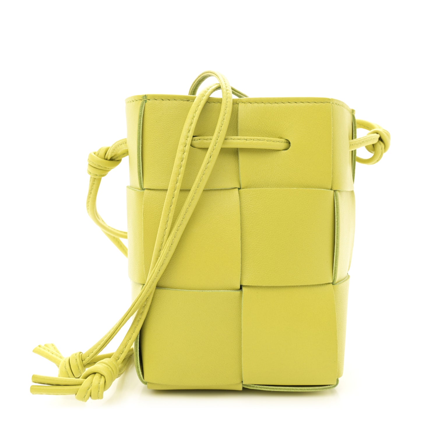Nappa Maxi Intrecciato Mini Cassette Bucket Bag Kiwi