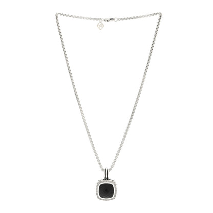 David Yurman Sterling Silver Diamond Black Onyx 11mm Albion Pendant Necklace 2 of 4