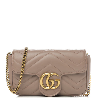 Gucci Calfskin Matelasse Super Mini GG Marmont Shoulder Bag Porcelain Rose 1 of 11