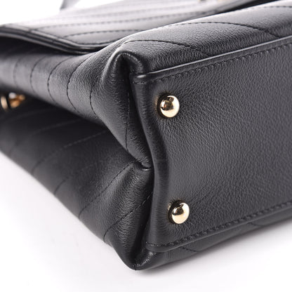 Chanel Grained Calfskin Small Chevron Chic Top Handle Flap Black 5 of 11