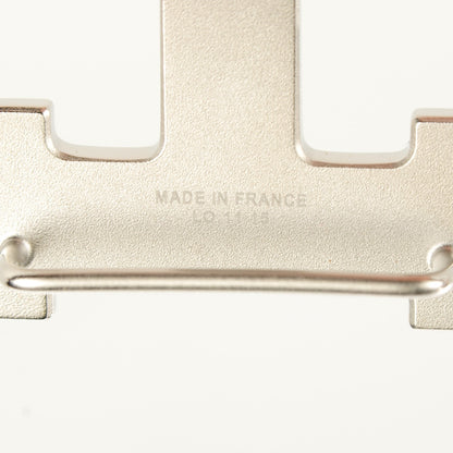 Hermes Palladium H Guilloche Belt Buckle Silver 3 of 5
