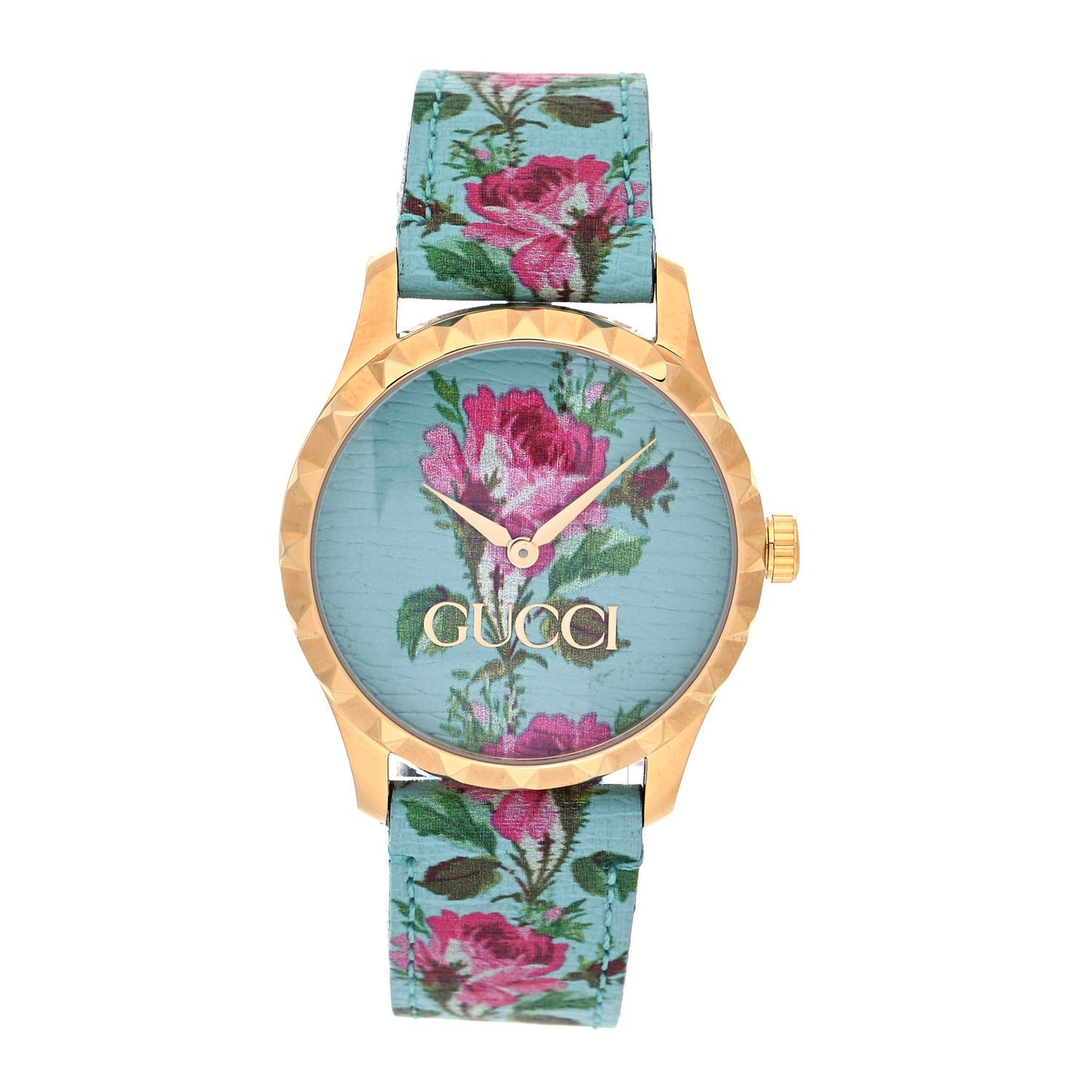 Stainless Steel Calfskin 38mm G-Timeless Floral Quartz Watch Blue