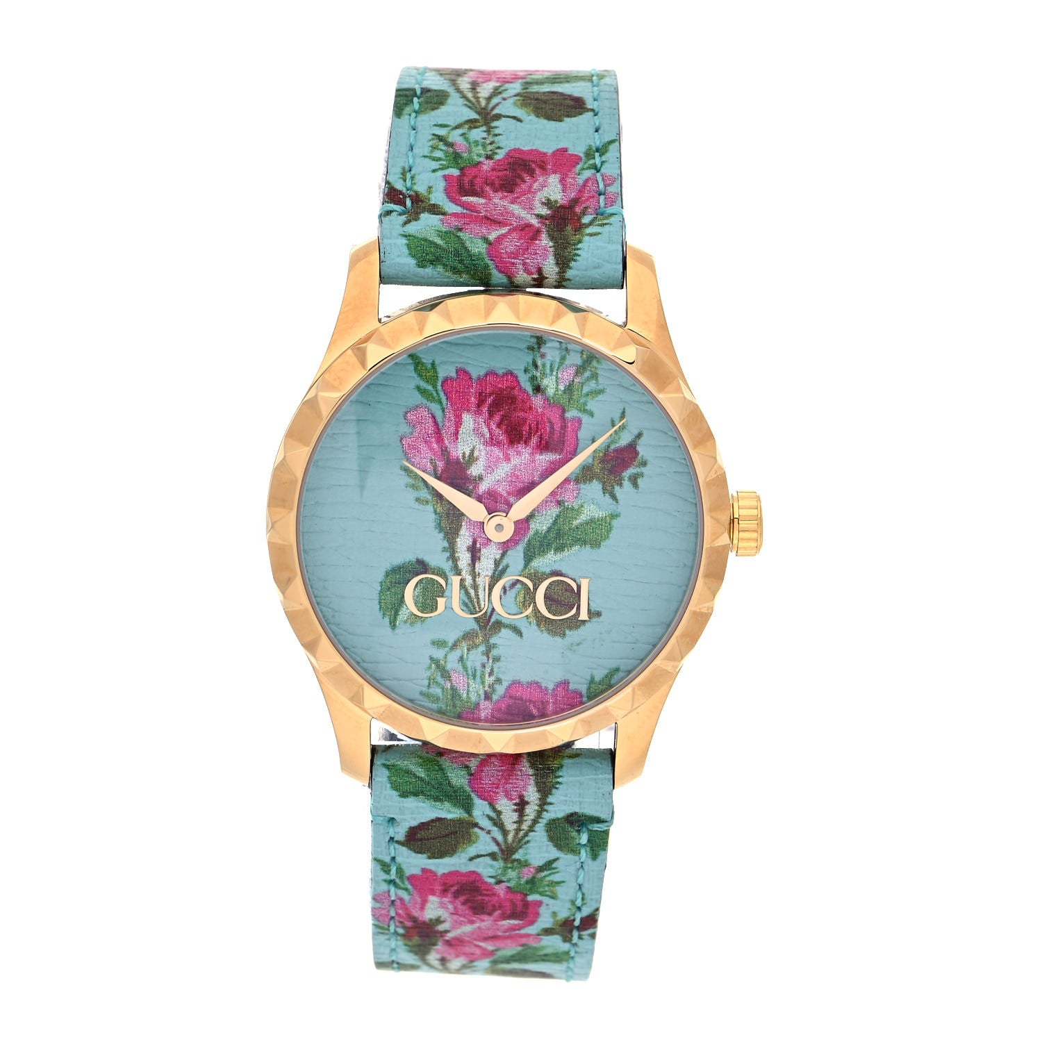 Gucci Stainless Steel Calfskin 38mm G-Timeless Floral Quartz Watch Blue 1 of 4