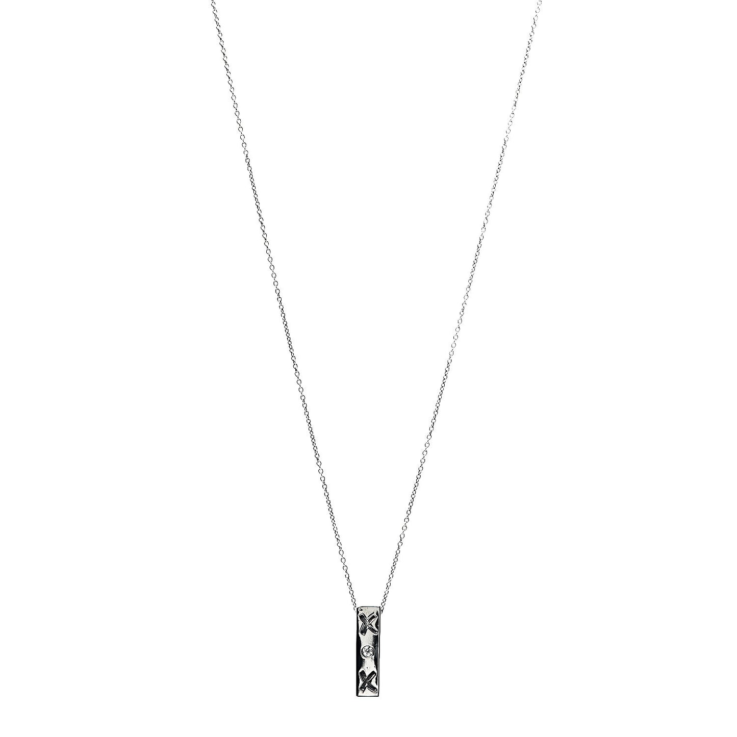 Sterling Silver Diamond Paloma Picasso Love and Kisses Bar Pendant Necklace