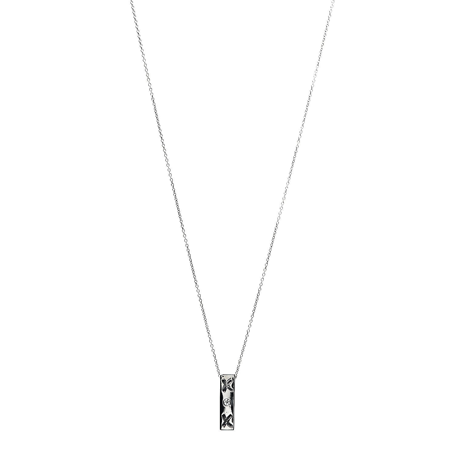 Tiffany Sterling Silver Diamond Paloma Picasso Love and Kisses Bar Pendant Necklace 1 of 7
