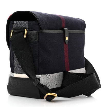 Burberry Canvas Mega Check Large Baildon Messenger Bag Navy 3 of 13