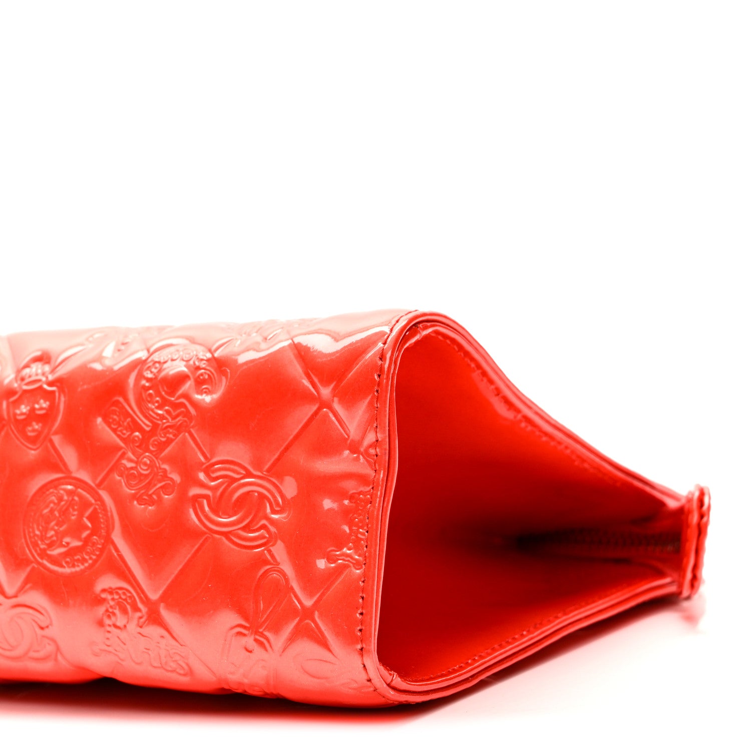 Chanel Patent Calfskin Lucky Symbols Pochette Coral 18 of 19